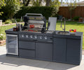 S00019 NG 46-Inch 4-Burner 72000 BTU Deluxe Stainless Steel Gas Outdoor Kitchen Bar Barbecue Island Grill Wine Cooler Compact Refrigerator Rotisserie kit Granite Countertops Stainless steel Sink