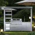 NG -108-Inch 6-Burner 85000 BTU Deluxe Stainless Steel Gas Outdoor Kitchen Bar Barbecue Island Grill  + Wine Cooler Compact Refrigerator + Rotisserie + Granite Countertops + Storage Cabinets & Drawers
