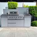 46-Inch 4-Burner 72000 BTU Deluxe Stainless Steel Gas Outdoor Kitchen Bar Barbecue Island Grill +Side B Rotisserie + Granite Countertops + Storage Cabinets & Drawers + Stainless Steel Sink/Faucet